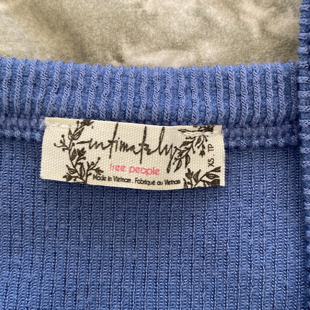 Free People Ribbed Low Back Blue Tank Top - Picture 3 of 5
